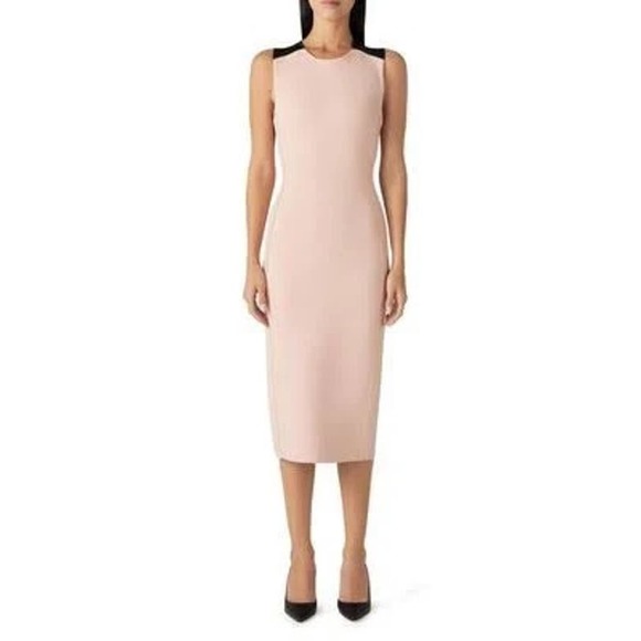 St. John Dresses & Skirts - ST. JOHN $1,495 Cross Back Milano Knit Midi Dress in Mauve Pink/Black Size 8